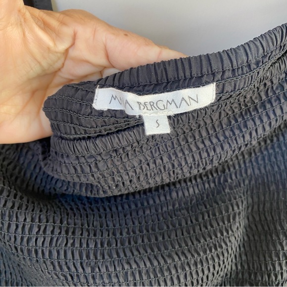 Maia Bergman Ada Smocked Black Puff Sleeve Drop Waist Mini Dress Size Small - Picture 8 of 12